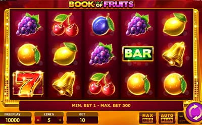 La tragaperras online Book of fruits en el casino Lowen PLay en España.