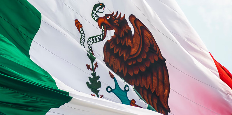 Primer plano de una bandera de México