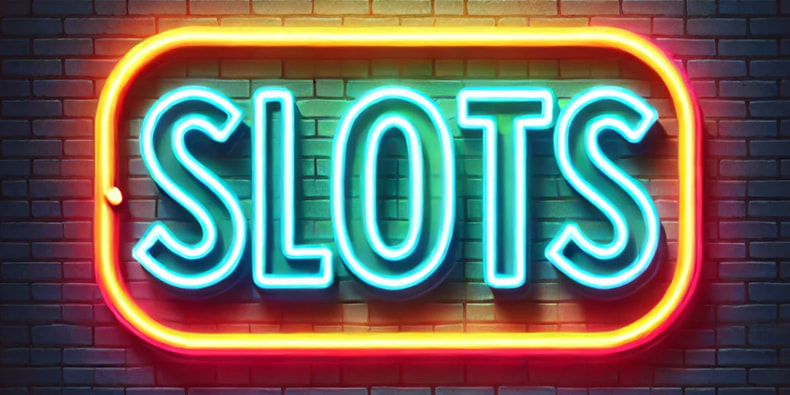 Luces de neón con la palabra slots en un casino mexicano